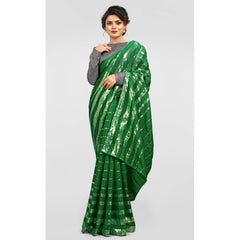 Mayawye Women's Vichitra Saree with Blouse (Green, 5-6 Mtrs)