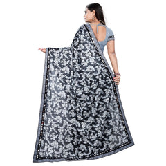 Mayawye Women's Lycra Blend Saree with Blouse (Grey, 5-6 Mtrs)