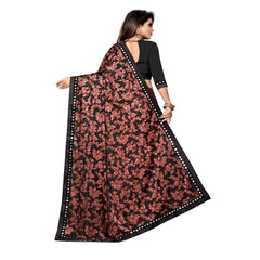 Mayawye Women's Lycra Blend Saree with Blouse (Red, 5-6 Mtrs)