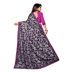 Mayawye Women's Lycra Blend Saree with Blouse (Purple, 5-6 Mtrs)