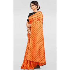 Mayawye Women's Vichitra Saree with Blouse (Orange, 5-6 Mtrs)