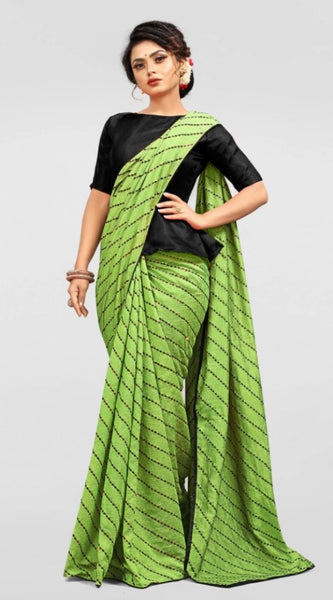 Mayawye Women's Vichitra Saree with Blouse (LightGreen, 5-6 Mtrs)
