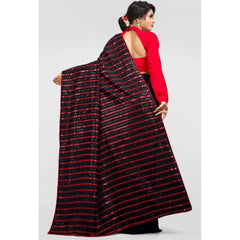 Mayawye Women's Vichitra Saree with Blouse (Red, 5-6 Mtrs)