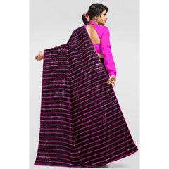 Mayawye Women's Vichitra Saree with Blouse (Pink, 5-6 Mtrs)