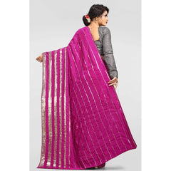 Mayawye Women's Vichitra Saree with Blouse (Pink, 5-6 Mtrs)
