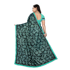 Mayawye Women's Lycra Blend Saree with Blouse (Rama, 5-6 Mtrs)