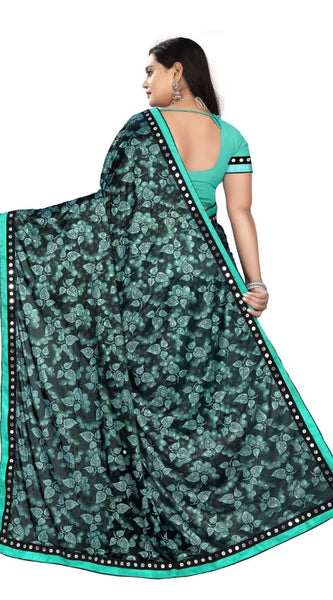 Mayawye Women's Lycra Blend Saree with Blouse (Rama, 5-6 Mtrs)