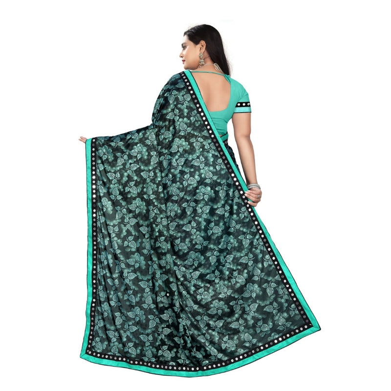 Mayawye Women's Lycra Blend Saree with Blouse (Rama, 5-6 Mtrs)