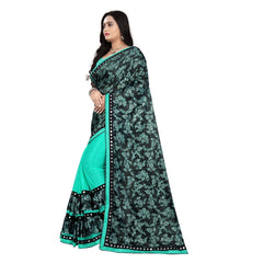 Mayawye Women's Lycra Blend Saree with Blouse (Rama, 5-6 Mtrs)