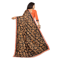 Mayawye Women's Lycra Blend Saree with Blouse (Orange, 5-6 Mtrs)