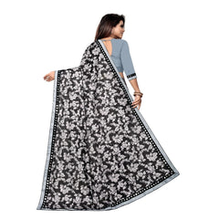Mayawye Women's Lycra Blend Saree with Blouse (Grey, 5-6 Mtrs)