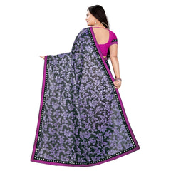 Mayawye Women's Lycra Blend Saree with Blouse (Purple, 5-6 Mtrs)