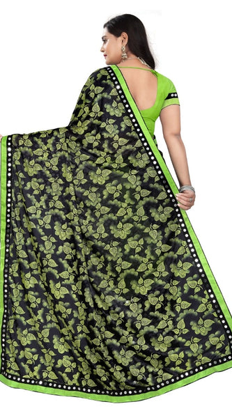 Mayawye Women's Lycra Blend Saree with Blouse (Pista, 5-6 Mtrs)