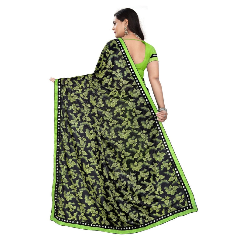 Mayawye Women's Lycra Blend Saree with Blouse (Pista, 5-6 Mtrs)