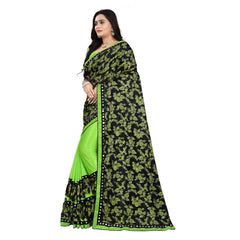Mayawye Women's Lycra Blend Saree with Blouse (Pista, 5-6 Mtrs)