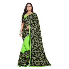 Mayawye Women's Lycra Blend Saree with Blouse (Pista, 5-6 Mtrs)
