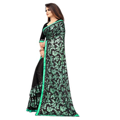 Mayawye Women's Lycra Blend Saree with Blouse (Green, 5-6 Mtrs)