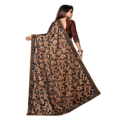 Mayawye Women's Lycra Blend Saree with Blouse (Coffee, 5-6 Mtrs)