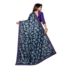 Mayawye Women's Lycra Blend Saree with Blouse (Blue, 5-6 Mtrs)