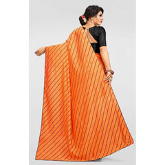 Mayawye Women's Vichitra Saree with Blouse (Orange, 5-6 Mtrs)