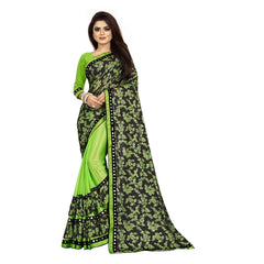 Mayawye Women's Lycra Blend Saree with Blouse (Pista, 5-6 Mtrs)