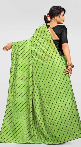 Mayawye Women's Vichitra Saree with Blouse (LightGreen, 5-6 Mtrs)