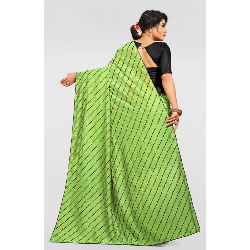 Mayawye Women's Vichitra Saree with Blouse (LightGreen, 5-6 Mtrs)