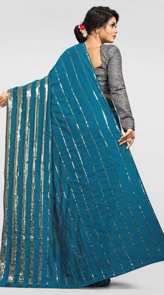 Mayawye Women's Vichitra Saree with Blouse (Rama, 5-6 Mtrs)