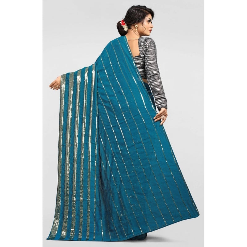 Mayawye Women's Vichitra Saree with Blouse (Rama, 5-6 Mtrs)