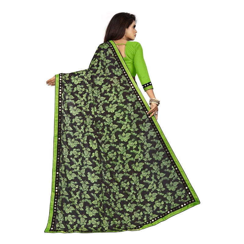 Mayawye Women's Lycra Blend Saree with Blouse (Pista, 5-6 Mtrs)