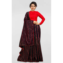 Mayawye Women's Vichitra Saree with Blouse (Red, 5-6 Mtrs)