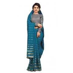 Mayawye Women's Vichitra Saree with Blouse (Rama, 5-6 Mtrs)