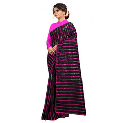 Mayawye Women's Vichitra Saree with Blouse (Pink, 5-6 Mtrs)