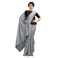 Mayawye Women's Vichitra Saree with Blouse (Grey, 5-6 Mtrs)