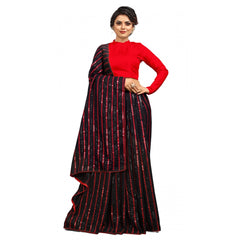 Mayawye Women's Vichitra Saree with Blouse (Red, 5-6 Mtrs)