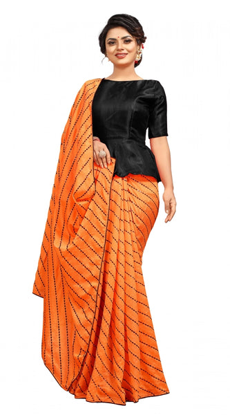 Mayawye Women's Vichitra Saree with Blouse (Orange, 5-6 Mtrs)