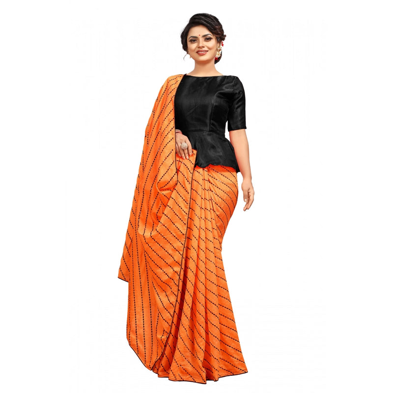 Mayawye Women's Vichitra Saree with Blouse (Orange, 5-6 Mtrs)