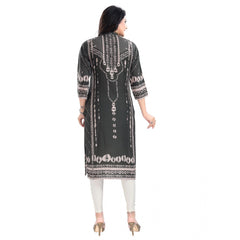 Mayawye Women's 3/4th Sleeve Masleen Tunic Long Kurti (Olive Green)