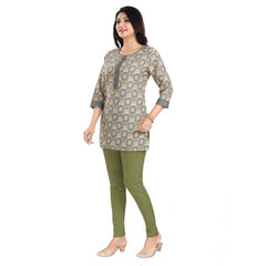 Mayawye Women's 3/4th Sleeve Viscose Blend Tunic Short Top (Multicolor)