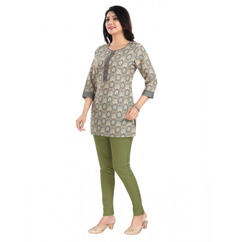 Mayawye Women's 3/4th Sleeve Viscose Blend Tunic Short Top (Multicolor)
