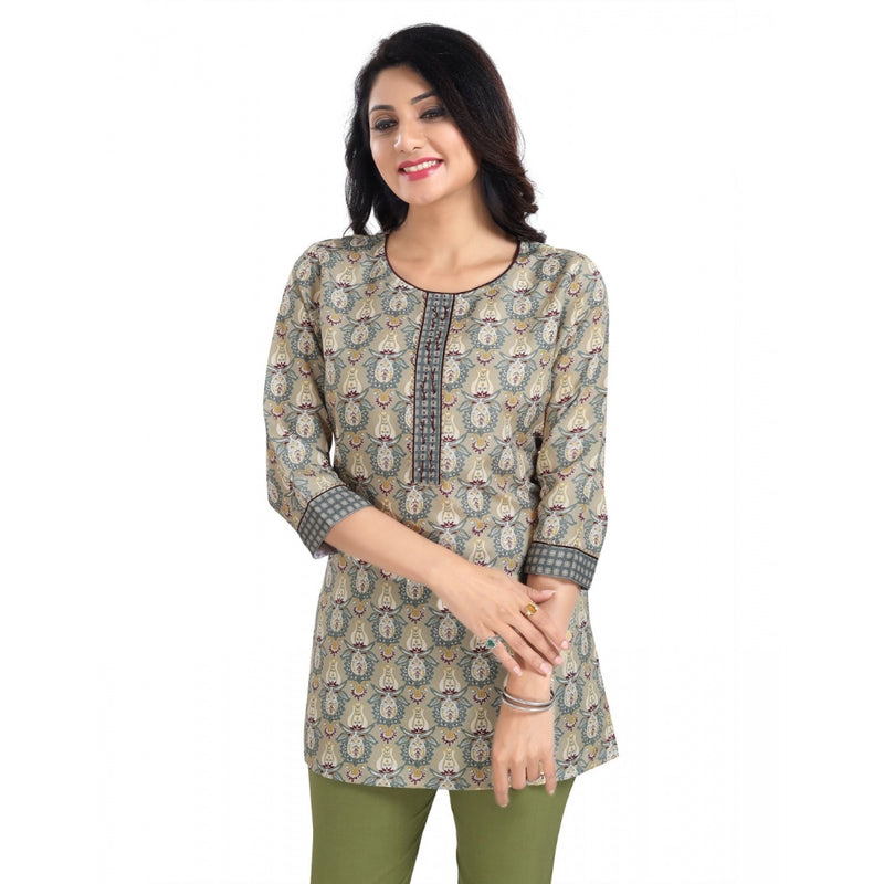 Mayawye Women's 3/4th Sleeve Viscose Blend Tunic Short Top (Multicolor)