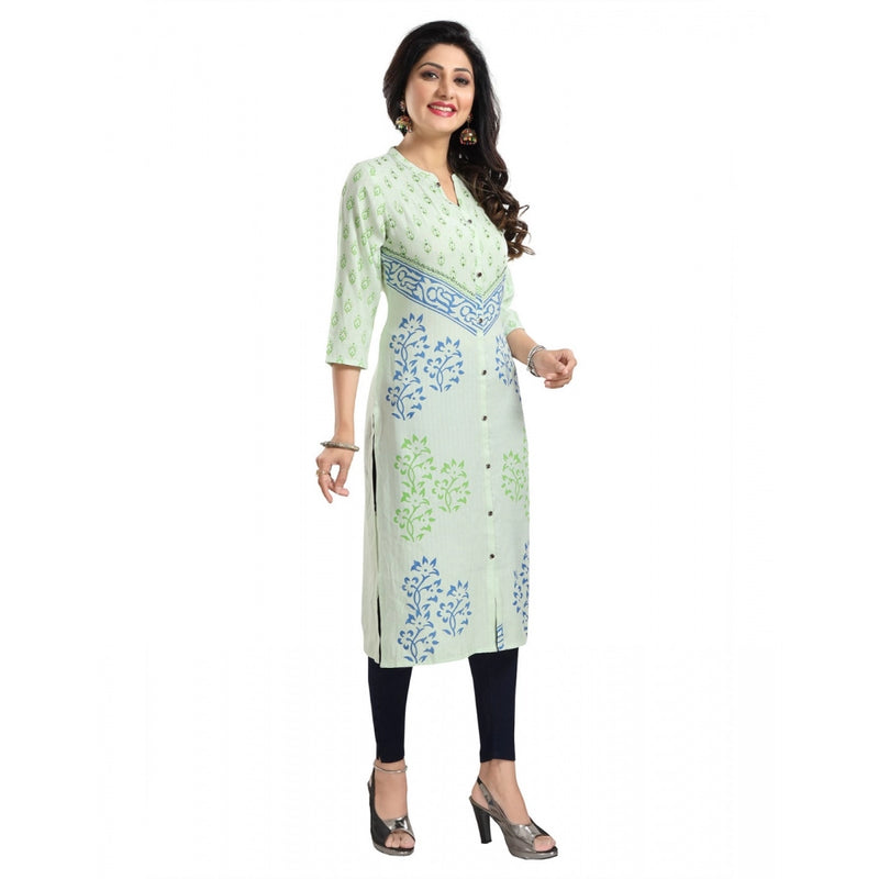 Mayawye Women's 3/4th Sleeve Viscose Blend Tunic Long Kurti (Green)