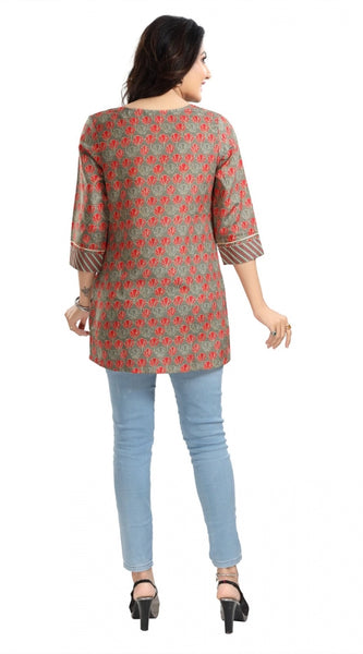 Mayawye Women's 3/4th Sleeve Viscose Blend Tunic Short Top (Multicolor)