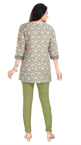 Mayawye Women's 3/4th Sleeve Viscose Blend Tunic Short Top (Multicolor)