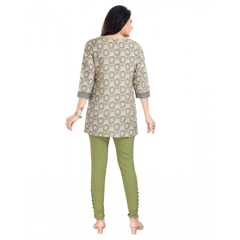 Mayawye Women's 3/4th Sleeve Viscose Blend Tunic Short Top (Multicolor)