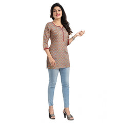 Mayawye Women's 3/4th Sleeve Viscose Blend Tunic Short Top (Multicolor)