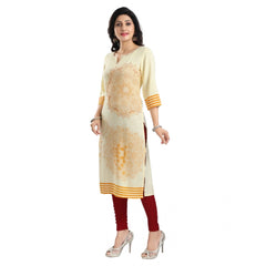 Mayawye Women's 3/4th Sleeve Viscose Blend Tunic Long Kurti (Yellow)