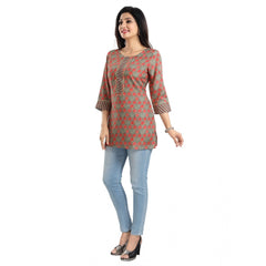 Mayawye Women's 3/4th Sleeve Viscose Blend Tunic Short Top (Multicolor)