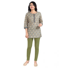 Mayawye Women's 3/4th Sleeve Viscose Blend Tunic Short Top (Multicolor)