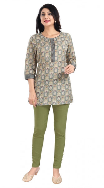 Mayawye Women's 3/4th Sleeve Viscose Blend Tunic Short Top (Multicolor)